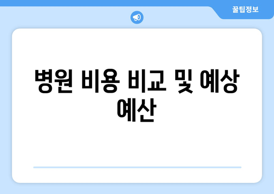 병원 비용 비교 및 예상 예산