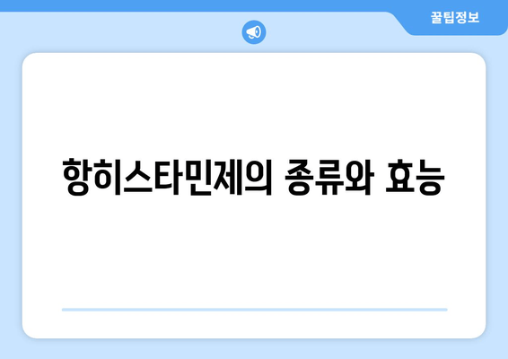 항히스타민제의 종류와 효능