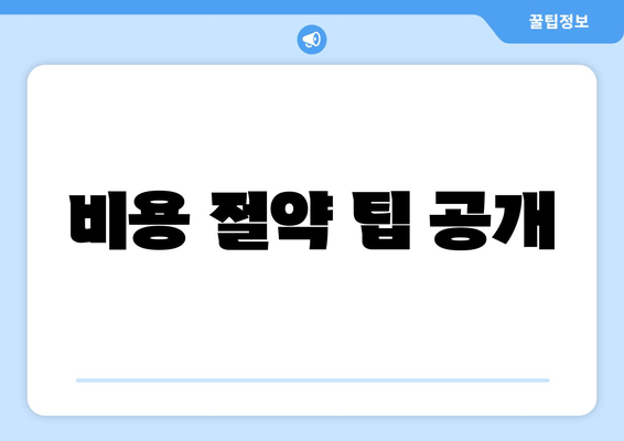 비용 절약 팁 공개