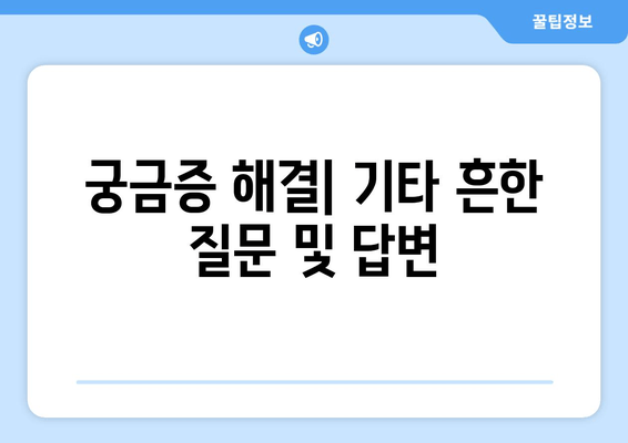궁금증 해결| 기타 흔한 질문 및 답변