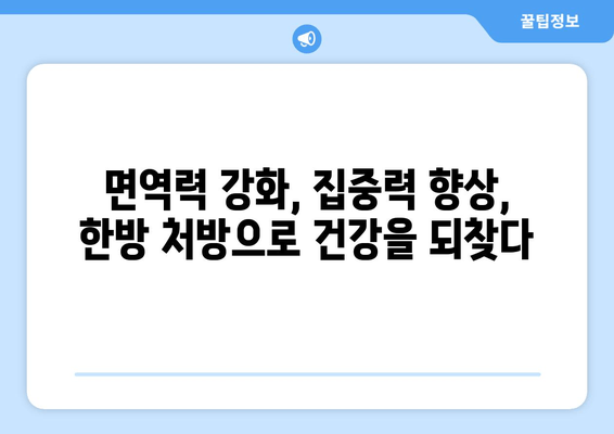 집중력과 면역력 강화, 한의약의 힘| 건강 증진을 위한 전통 의학의 지혜 | 집중력 향상, 면역력 강화, 한방 처방, 건강 관리