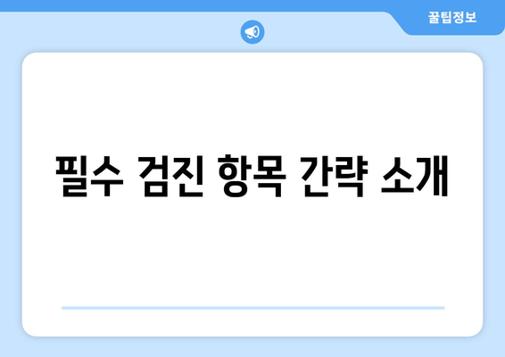 필수 검진 항목 간략 소개