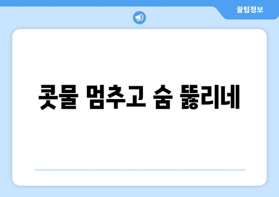 콧물 멈추고 숨 뚫리네