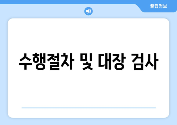 수행절차 및 대장 검사