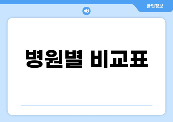 병원별 비교표