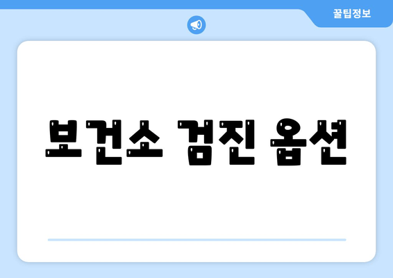 보건소 검진 옵션