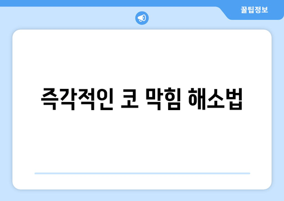 즉각적인 코 막힘 해소법