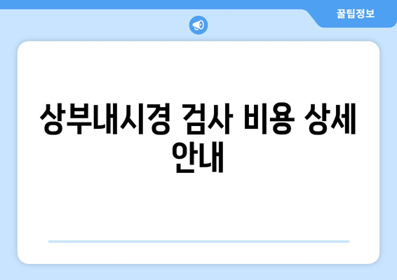 상부내시경 검사 비용 상세 안내