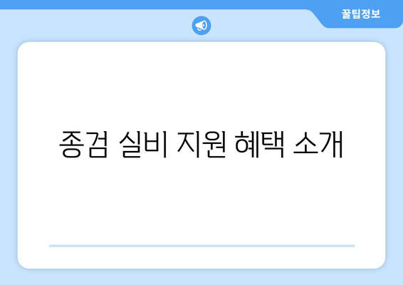 종검 실비 지원 혜택 소개