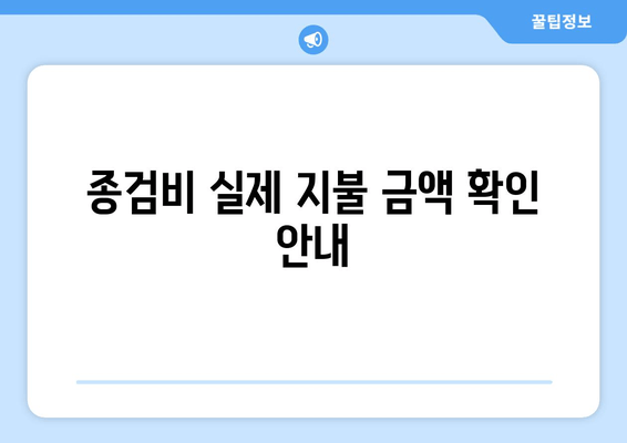 종검비 실제 지불 금액 확인 안내