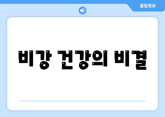 비강 건강의 비결