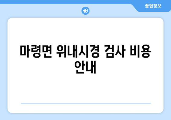 마령면 위내시경 검사 비용 안내