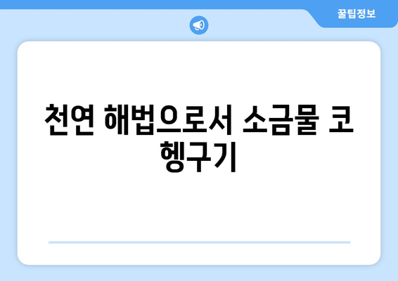 천연 해법으로서 소금물 코 헹구기