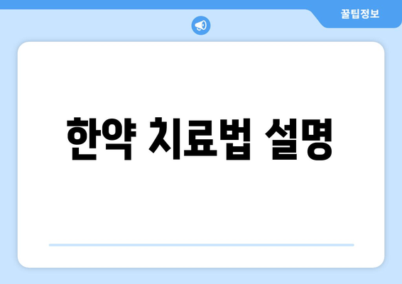 한약 치료법 설명