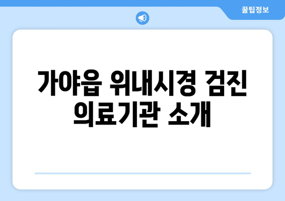 가야읍 위내시경 검진 의료기관 소개