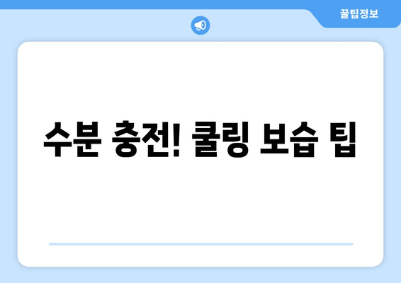 수분 충전! 쿨링 보습 팁