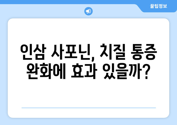 인삼 사포닌이 치질 통증 완화에 도움이 될까요? | 치질, 인삼, 사포닌, 통증 완화, 효능