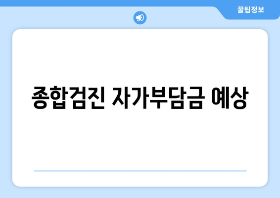 종합검진 자가부담금 예상