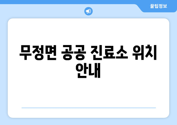 무정면 공공 진료소 위치 안내