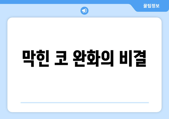 막힌 코 완화의 비결