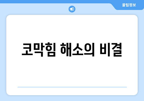 코막힘 해소의 비결