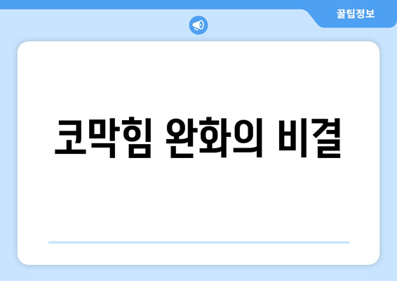 코막힘 완화의 비결