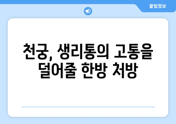 천궁| 생리통 한약으로 주기적인 불편함 해결 | 생리통 완화, 천궁 효능, 한방 치료