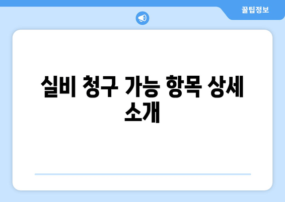 실비 청구 가능 항목 상세 소개