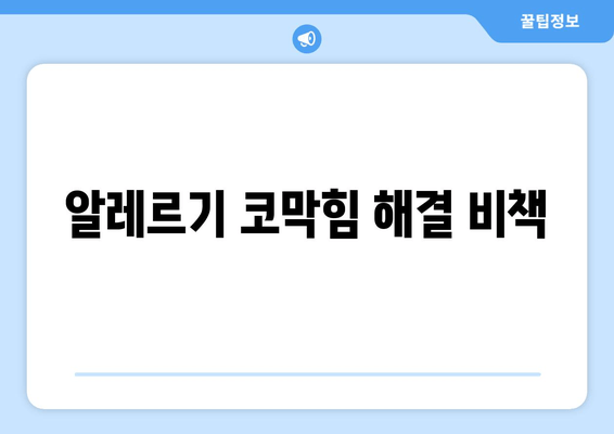 알레르기 코막힘 해결 비책