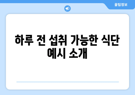 하루 전 섭취 가능한 식단 예시 소개