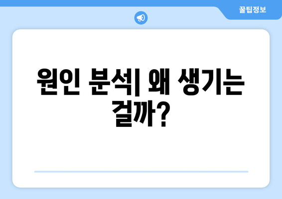 원인 분석| 왜 생기는 걸까?