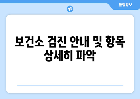 보건소 검진 안내 및 항목 상세히 파악