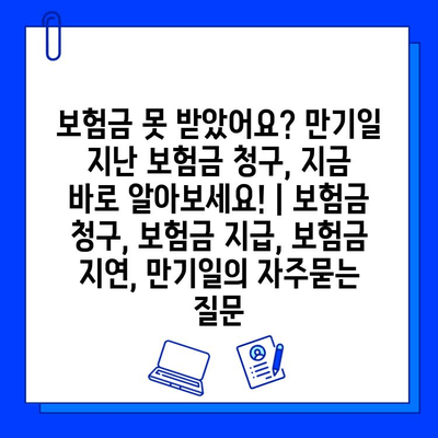 보험금 못 받았어요? 만기일 지난 보험금 청구, 지금 바로 알아보세요! | 보험금 청구, 보험금 지급, 보험금 지연, 만기일