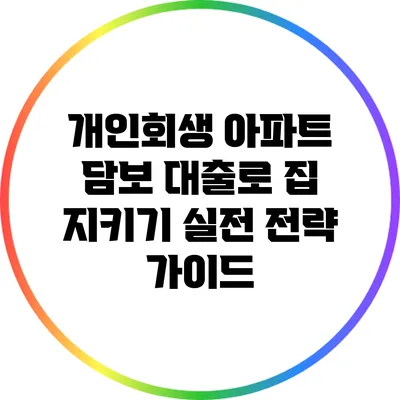 개인회생 아파트 담보 대출로 집 지키기: 실전 전략 가이드