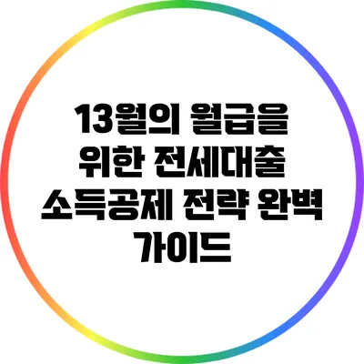 13월의 월급을 위한 전세대출 소득공제 전략 완벽 가이드