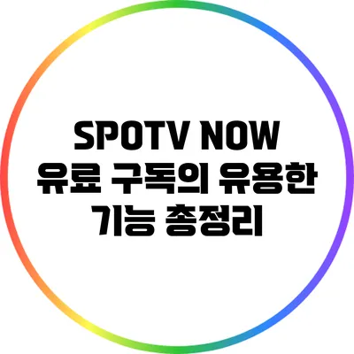 SPOTV NOW 유료 구독의 유용한 기능 총정리