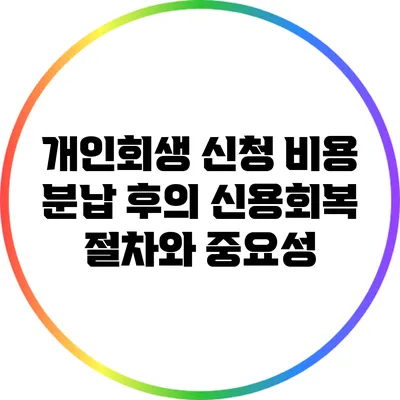 개인회생 신청 비용 분납 후의 신용회복 절차와 중요성
