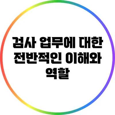 검사 업무에 대한 전반적인 이해와 역할