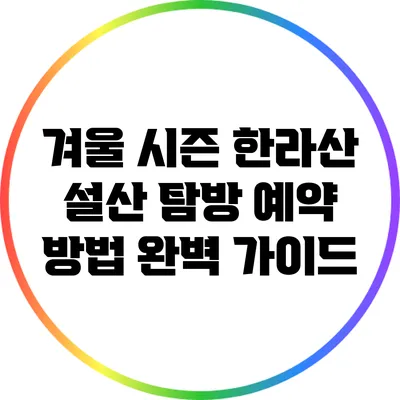 겨울 시즌 한라산 설산 탐방 예약 방법 완벽 가이드