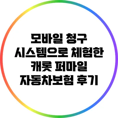 모바일 청구 시스템으로 체험한 캐롯 퍼마일 자동차보험 후기