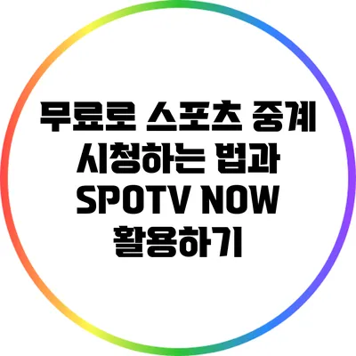 무료로 스포츠 중계 시청하는 법과 SPOTV NOW 활용하기