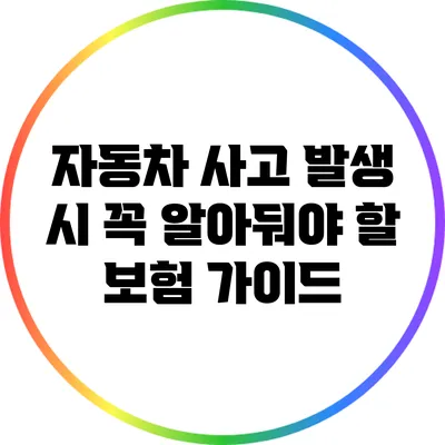 자동차 사고 발생 시 꼭 알아둬야 할 보험 가이드