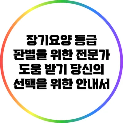 장기요양 등급 판별을 위한 전문가 도움 받기: 당신의 선택을 위한 안내서