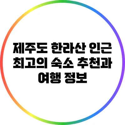 제주도 한라산 인근 최고의 숙소 추천과 여행 정보