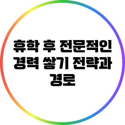 휴학 후 전문적인 경력 쌓기: 전략과 경로