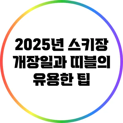 2025년 스키장 개장일과 띠블의 유용한 팁