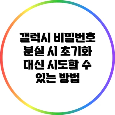 갤럭시 비밀번호 분실 시 초기화 대신 시도할 수 있는 방법