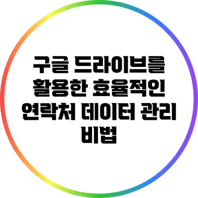 구글 드라이브를 활용한 효율적인 연락처 데이터 관리 비법