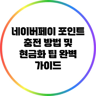 네이버페이 포인트 충전 방법 및 현금화 팁 완벽 가이드