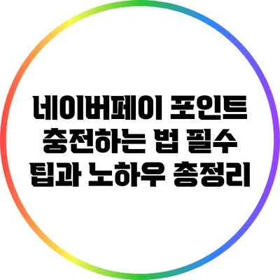 네이버페이 포인트 충전하는 법: 필수 팁과 노하우 총정리